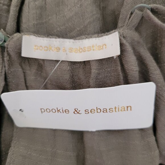 Pookie & Sebastian Sleeveless Tiered Mini Dress Size S Taupe Summer NWT - Picture 3 of 9